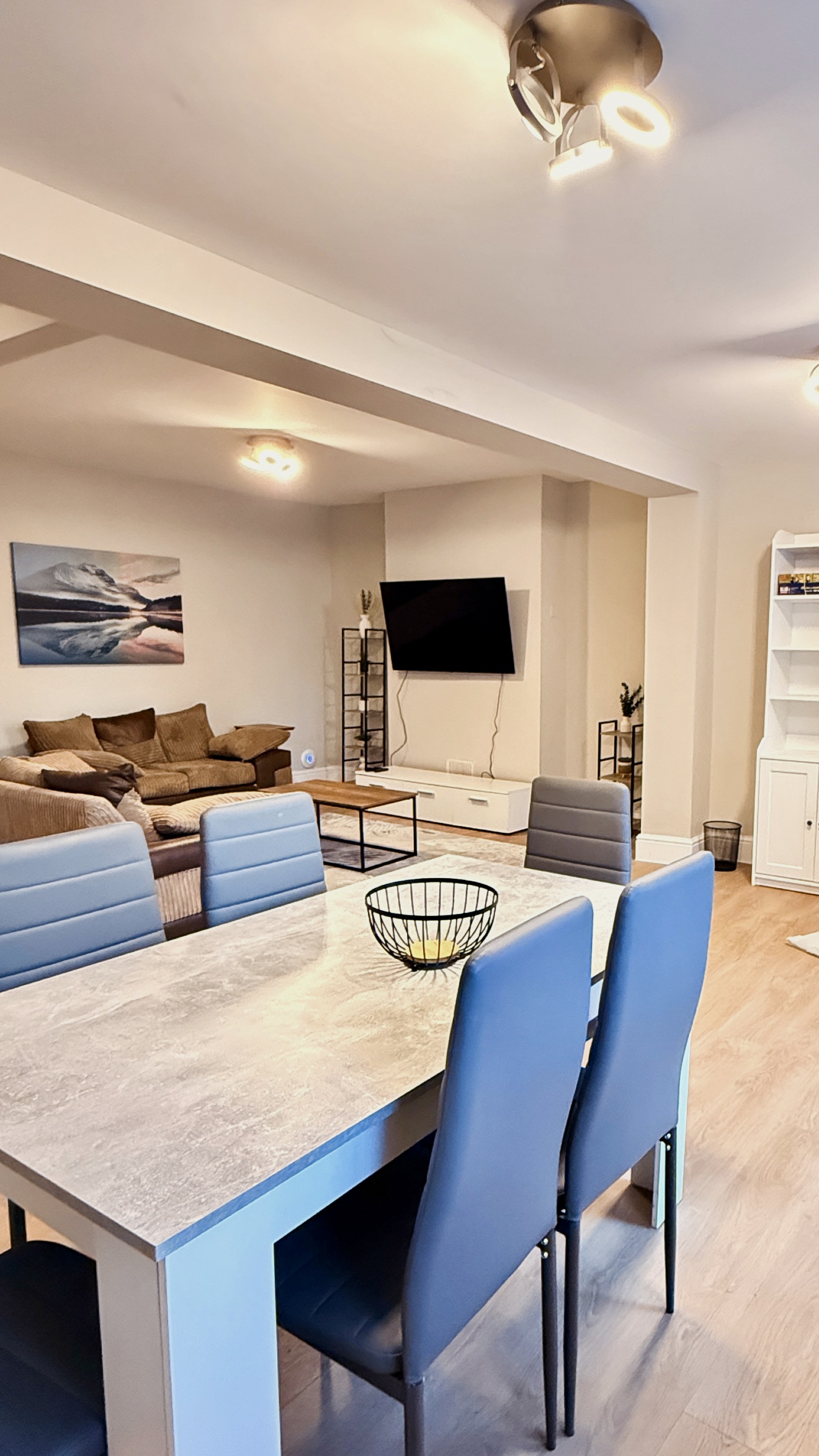 Open-plan living and dining space